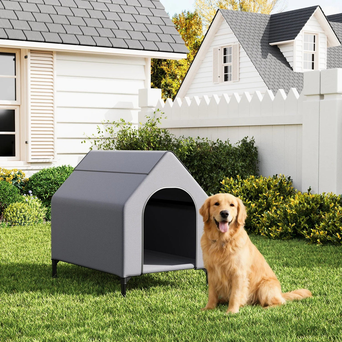 Elevated Dog House with Canopy
